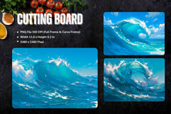 Sea Cutting Board Blue Ocean Chopping Board Sublimation_155 Product Image 1