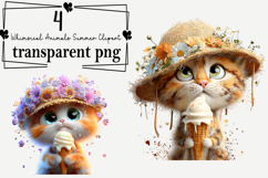 Whimsical Animals Summer Clipart Watercolor PNG Product Image 1