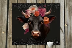 Cow & flowers | 9 Skinny tumbler Sublimation designs, JPG Product Image 4