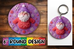 3D Santa Claus Winter Round Design for Sublimation Keychain Product Image 1