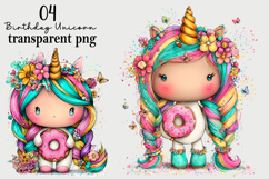 Whimsical Birthday Unicorn PNG Clipart Watercolor PNG Product Image 1