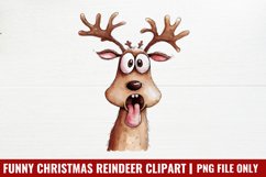 Funny Christmas Reindeer Clipart PNG Product Image 1