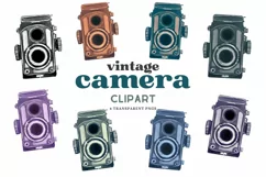 Vintage Camera Clipart, Watercolor Photography Designs Product Image 1