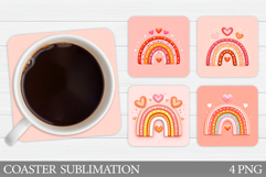 Valentines Rainbow Coaster. Valentines Coaster Sublimation Product Image 1