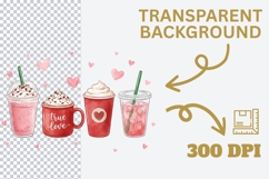 Valentine Coffee PNG, Cute Coffee Drinks Clipart, True Love Product Image 4
