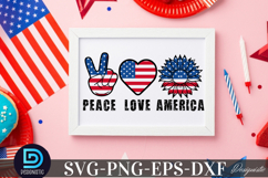 Peace Love America SVG, 4th July Sunflower SVG Product Image 4