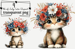 4th of July Cat PNG Clipart Watercolor PNG Product Image 1