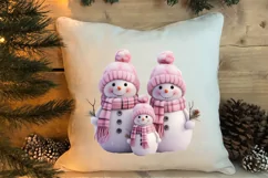 Pink Christmas Snowman Clipart, Christmas PNG Product Image 4