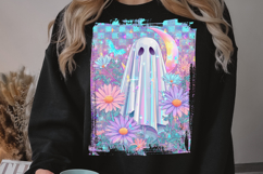 Iridescent Floral Halloween Ghost PNG Product Image 3
