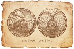 Vintage Steam Train Vector Illustration Product Image 4
