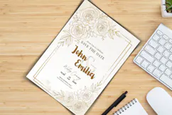 Elegant Gold Floral Wedding Invitation Canva Template Product Image 2