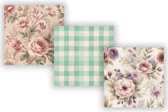 Shabby Chic Toile Digital Paper Pack, Vintage Floral Toile Product Image 3