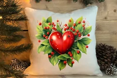 Christmas Hearts Watercolor Clipart, Christmas PNG Product Image 4
