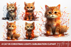 Cat In Christmas Lights Sublimation Clipart Product Image 1