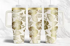 40oz Tumbler laser svg Hibiscus wrap| Tropic Flowers pattern Product Image 2