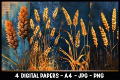 4 Vintage Wheat Digital Papers I Junk Journal Page Product Image 1