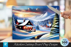 Snow Covered Village Winter Wonderland Cutting Board PNG Product Image 1
