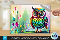 Colorful Owl Cutting Board Sublimation Design Product Image 1