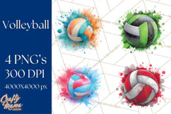 Volleyball Clipart PNG with Team Color Paint Splash Design Product Image 1