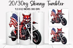 Cat Ride An American Flag - Tumbler Sublimation Design Product Image 1