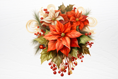 Vintage Floral Christmas Clipart PNG Product Image 4