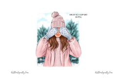 Cozy Girl with Mittens PNG Set, Winter Woman Illustration Product Image 3