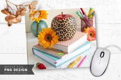 Leopard Print Apple Sunflowers and Pencils Mouse Pad PNG Product Image 1