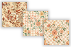 Peach Toile Digital Paper Pack, Vintage Floral Toile Product Image 4