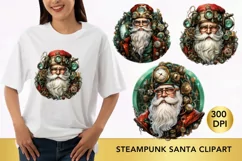 Steampunk Santa clipart, steampunk Christmas png Product Image 1