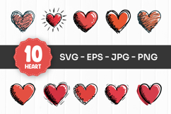 Colorful Hand Drawn Heart Art SVG PNG Product Image 1