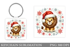 Cute Lion Keychain Design. Christmas Keychain Sublimation Product Image 1
