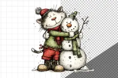 Christmas Cat PNG, Whimsical Cat Clipart Product Image 3
