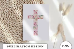 Watercolor Floral cross sublimation Png Product Image 4