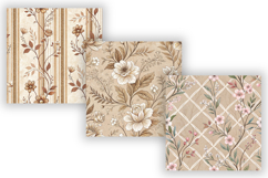 Mocha Toile Digital Paper Pack, Vintage Floral Toile Product Image 9
