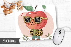 Funky Apple with Sunglasses and Animal Print Mouse Pad PNG Product Image 1