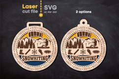 Snowkiting Sport Medal SVG laser cut files for Glowforge Product Image 3