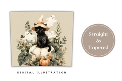 Cartoon Halloween Cat Tumbler, Floral Halloween Tumbler Product Image 4