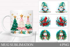 Christmas Tree Mug Design. Christmas Mug Sublimation Product Image 1