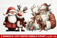 Whimsical Cozy Winter Animals Clipart | Cute Winter Wildlife Product Image 1