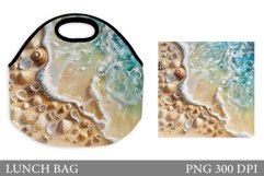 3D Sea Lunch Bag Design. Seashell Lunch Bag Sublimation Product Image 1