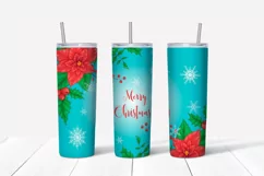 Christmas Poinsettia Skinny tumbler wrap design Product Image 3