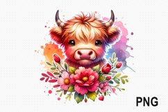 Cow And Flowers Sublimation - Cow Flowers Clipart PNG Design Product Image 1