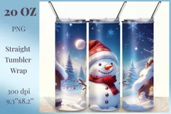 Sublimation Tumbler Wrap Christmas Cute Snowman / Png file Product Image 1