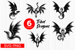 Tribal Dragon Tattoo Clipart SVG PNG Product Image 1