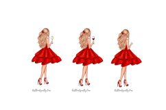Christmas Girl Clipart Set | 13 PNG Holiday Fashion Woman Product Image 3