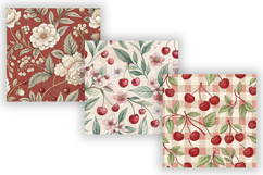 Cherry Toile Digital Paper Pack, Vintage Floral Toile Product Image 4