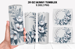 Flower Skinny Tumbler 20oz Wrap Design, New Year Tumble PNG Product Image 1