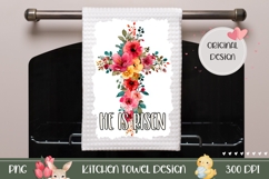 Watercolor Floral Cross Towel PNG, Easter Cross Towel Product Image 1