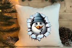 Watercolor Peeking Santa and Snowman Clipart, Christmas PNG Product Image 4