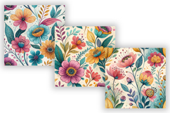 Colorful Boho Floral Seamless Patterns, Vibrant Watercolor Product Image 4